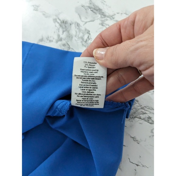 Jockey Scrub Top Blue Polyester Rayon Spandex Stretch Pockets Womens Size L‎ - Picture 10 of 11